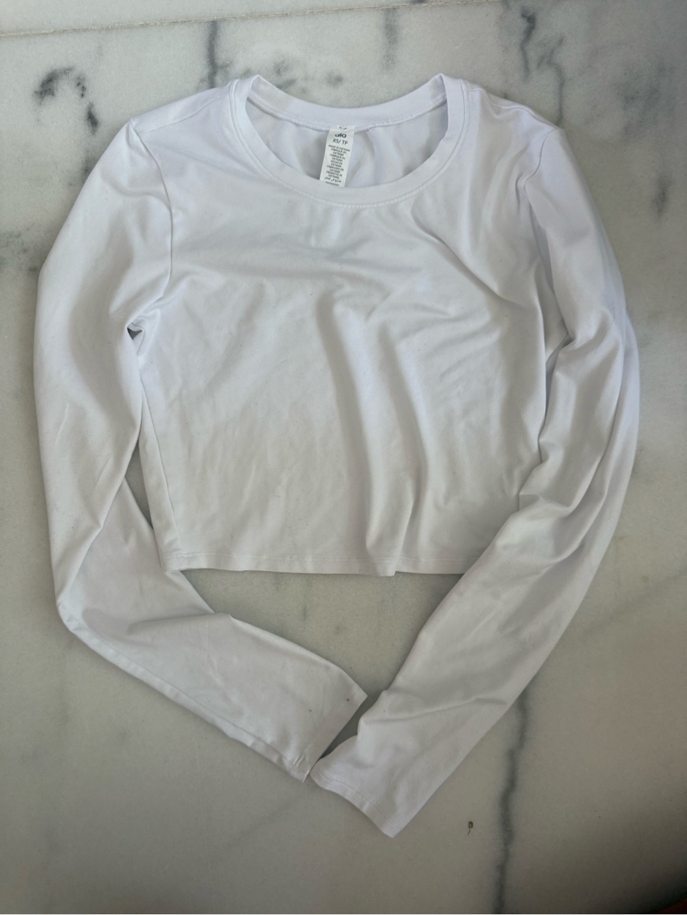 Alo Long Sleeve White Crop Top -